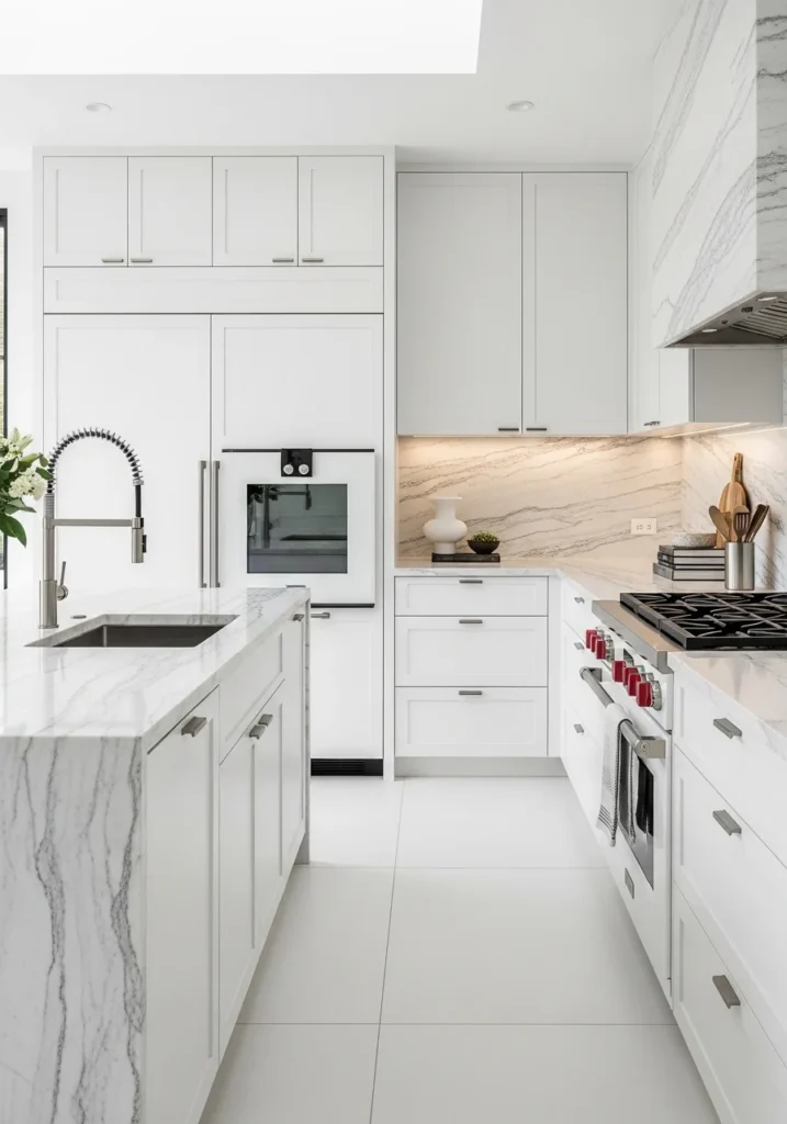 natural stone white kitchen ideas elegant design