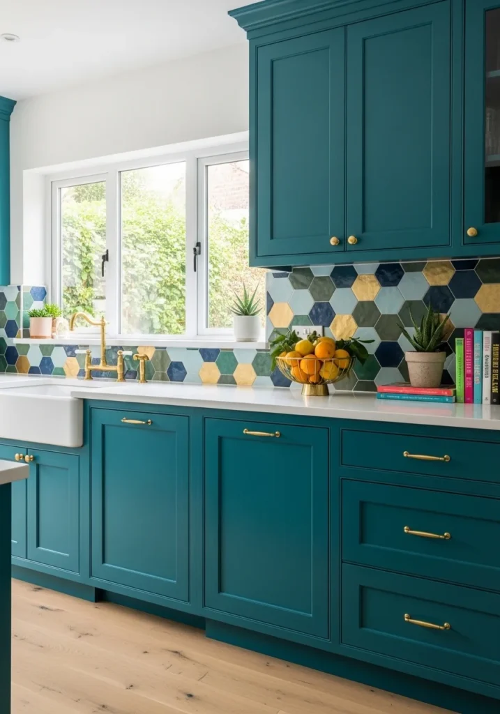Teal kitchen cabinets for a bold and creative design