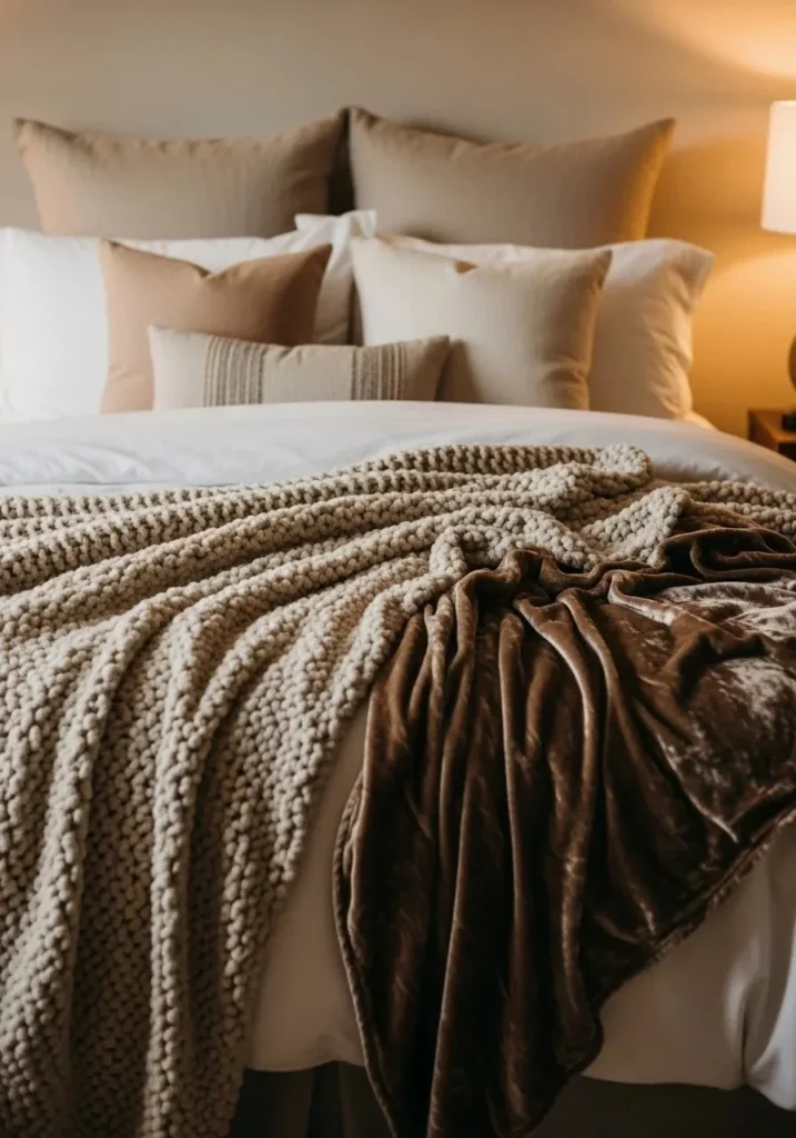 Cozy layered bedding creating a luxurious bedroom feel
