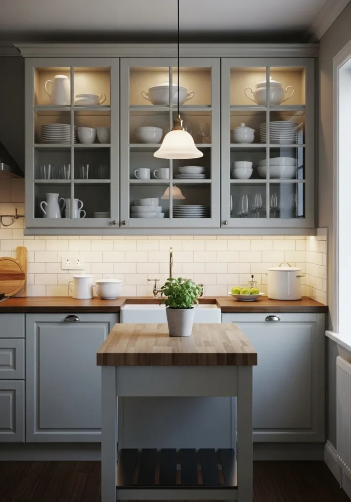 glass cabinet small kitchen ideas