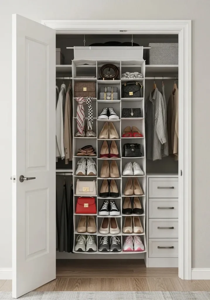 Over-the-door organizer maximizing closet storage