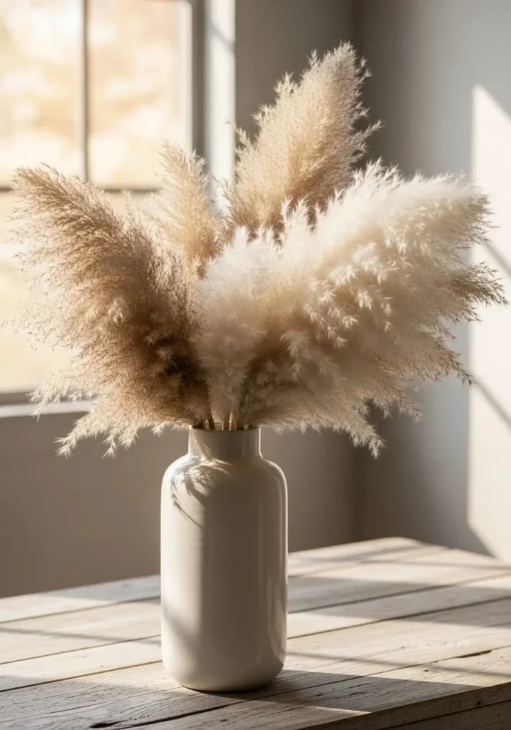 Pampas grass centerpiece in vase for boho table decor