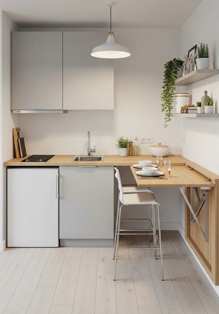 foldable table small kitchen space saving idea