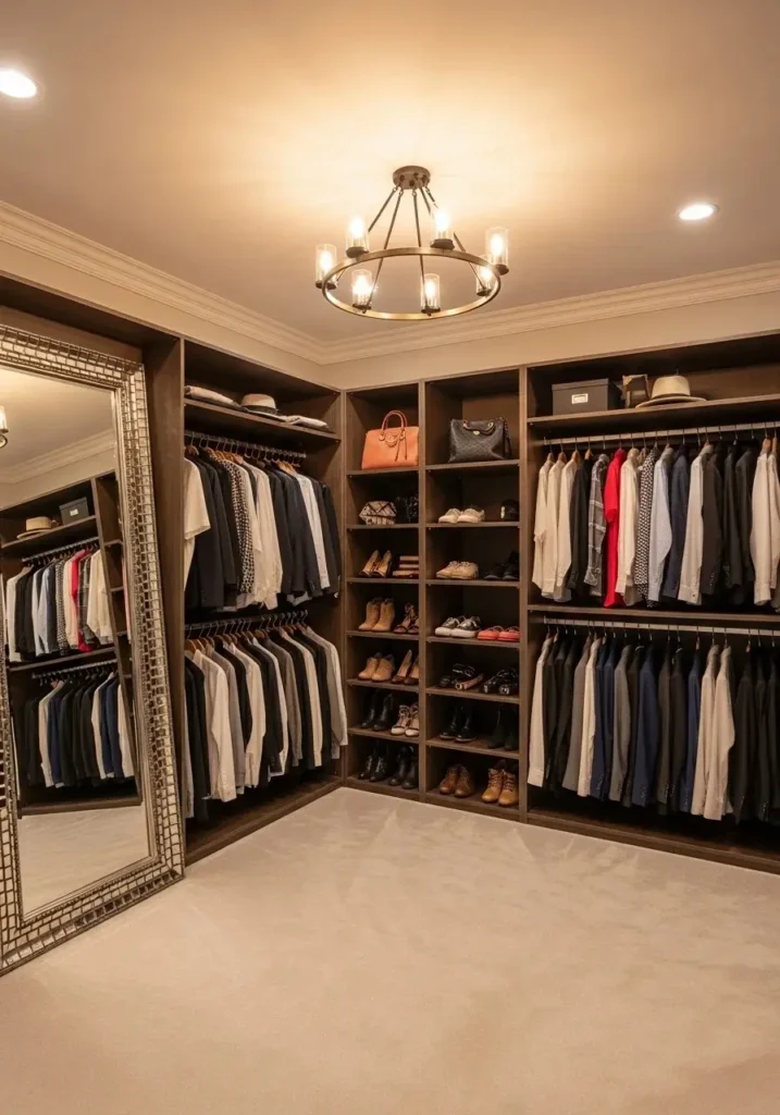 walk-in open concept closet with organized dressing area