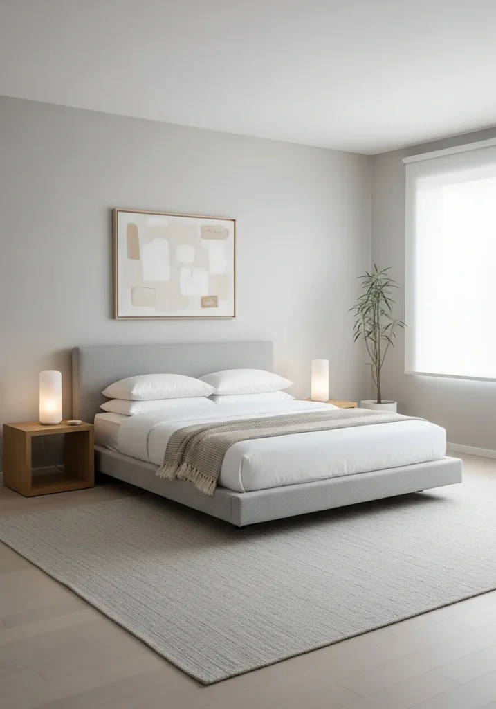 Minimalist master bedroom with clean and clutter-free design