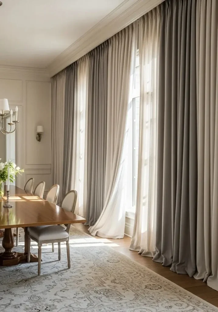 floor length curtains dining room decor ideas elegant style