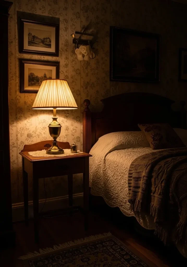 Vintage bedroom lamp with warm antique charm