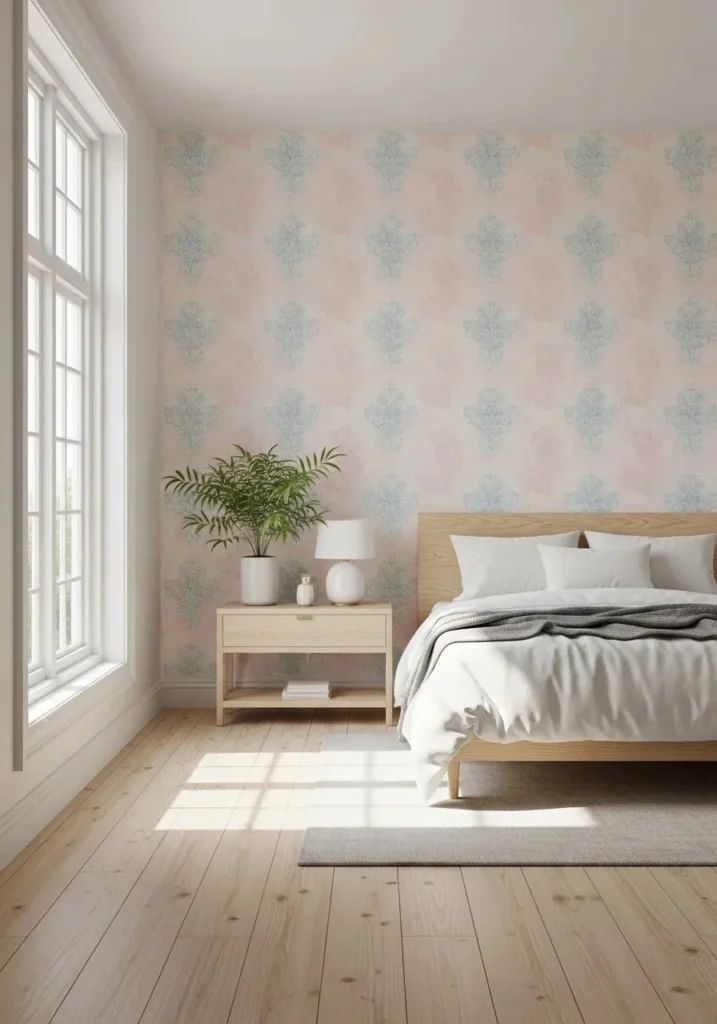 Soft pastel wallpaper bedroom ideas for a calm and relaxing mood