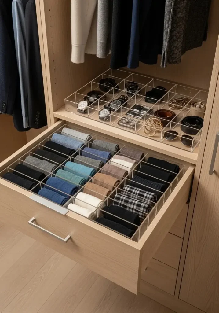 Drawer dividers organizing small clothing items neatly