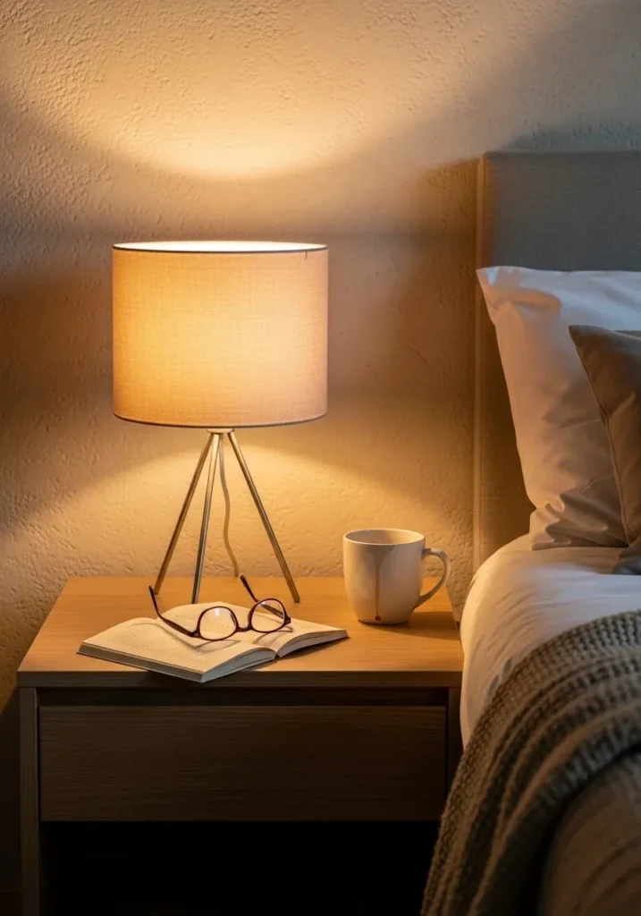 Soft glow bedside table lamp with warm cozy lighting