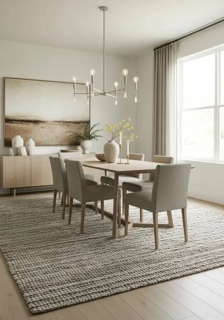 textured rug dining room decor ideas for warm cozy space