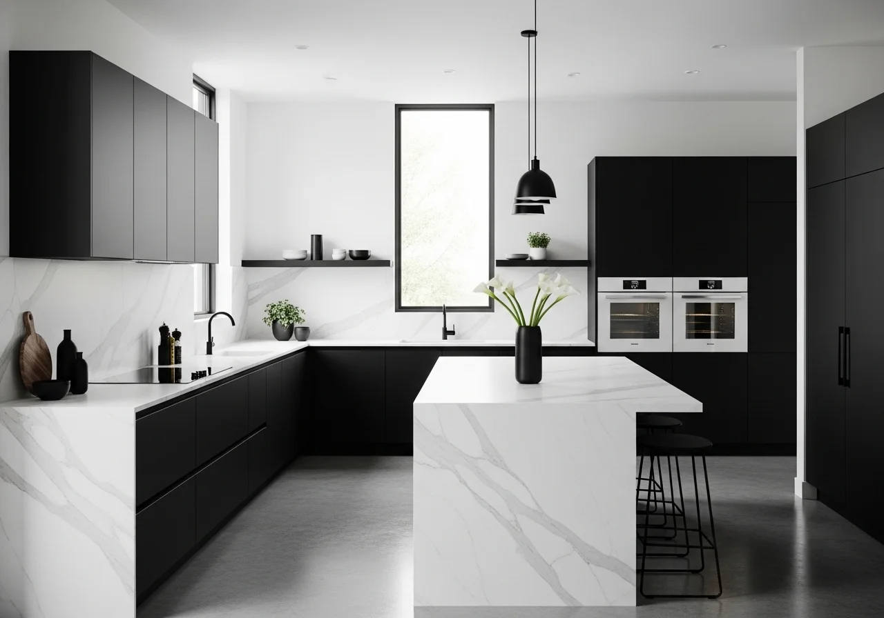 black and white countertops kitchen ideas modern stylish interior design
