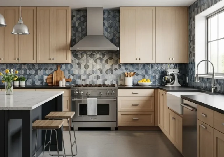 Full view of kitchen backsplash look