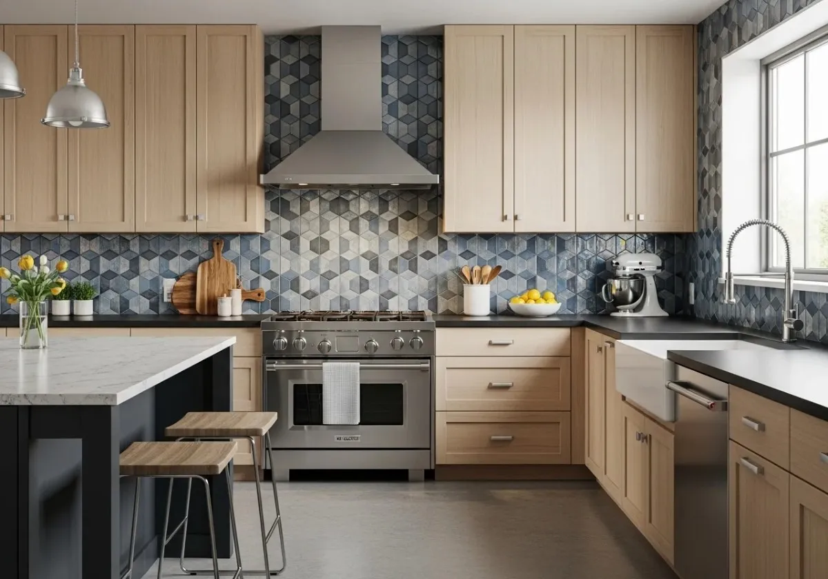 Full view of kitchen backsplash look