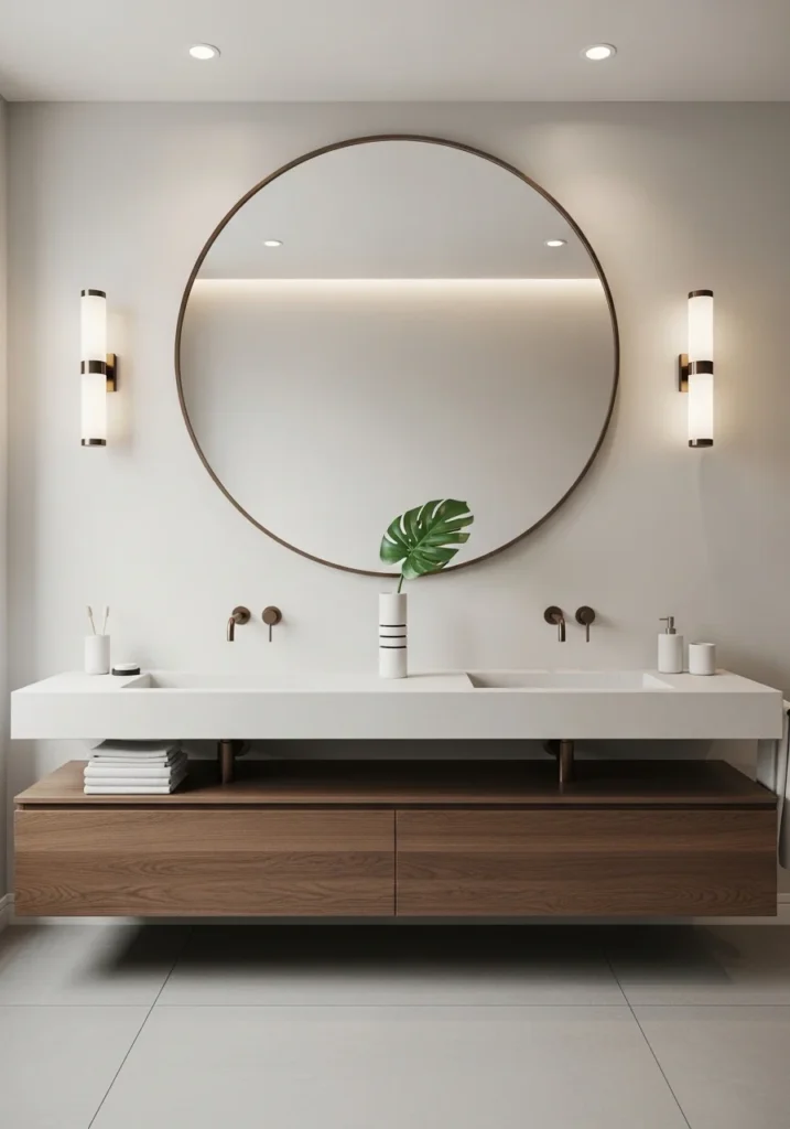 Statement mirror in bathroom acting as a stylish focal point