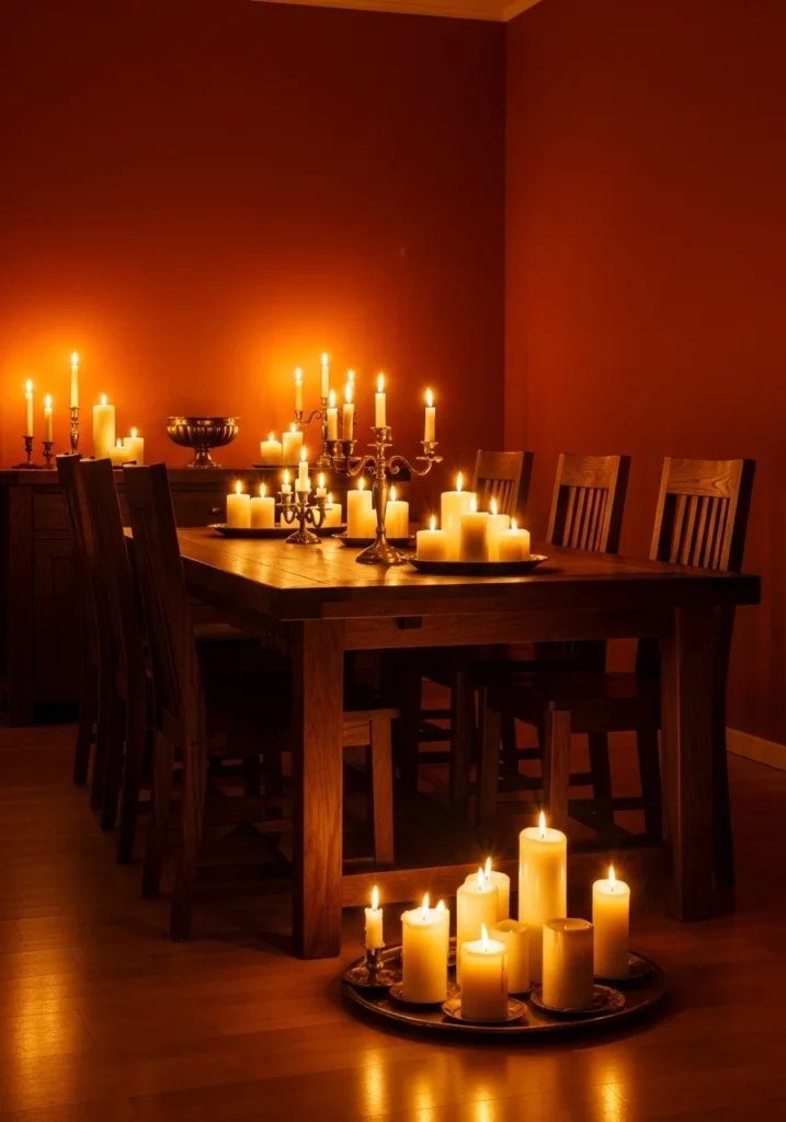 Burnt sienna dining room with warm cozy atmosphere