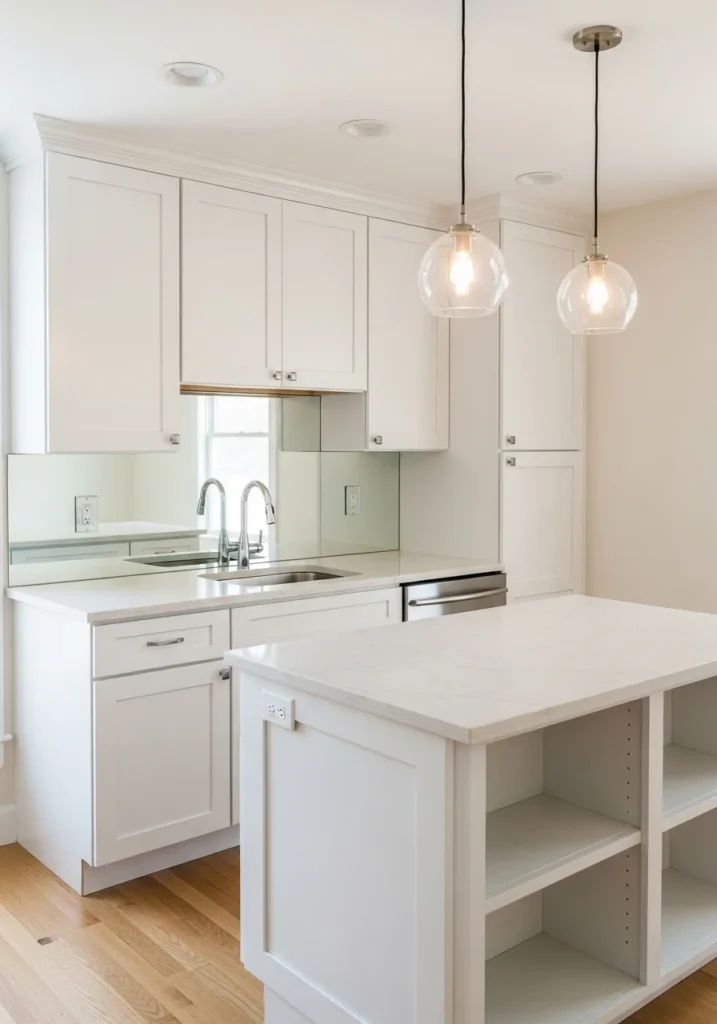 mirror small kitchen space illusion idea