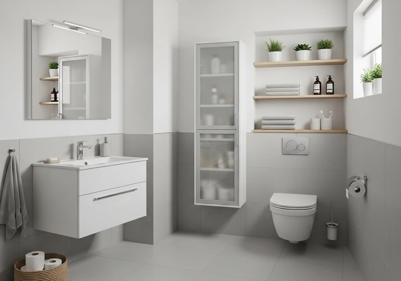 Beautiful bathroom with Bathroom Storage for Small Spaces