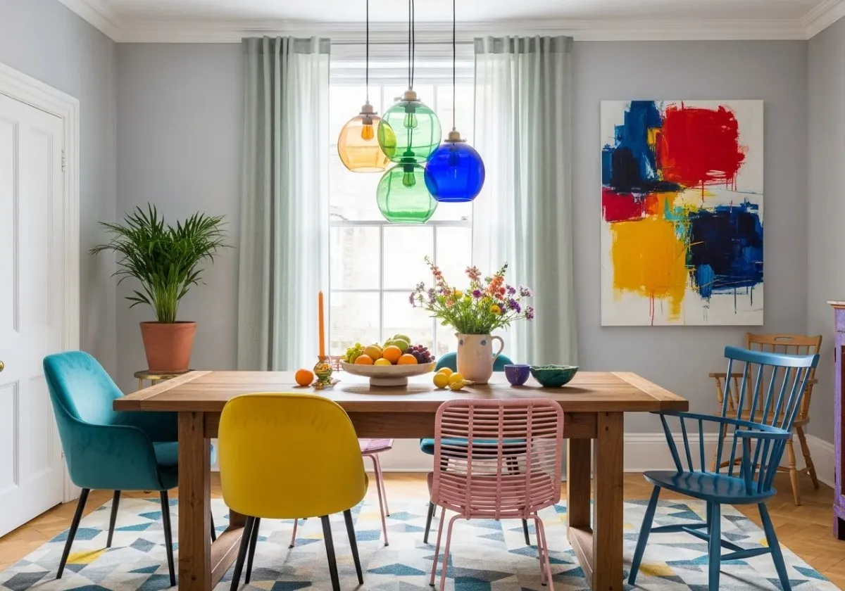 Beautiful colorful dining room look