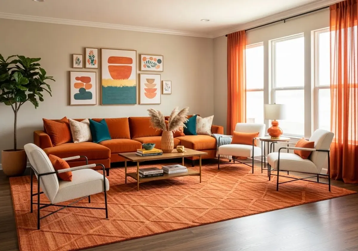 Beautiful Burnt Orange Living Room look