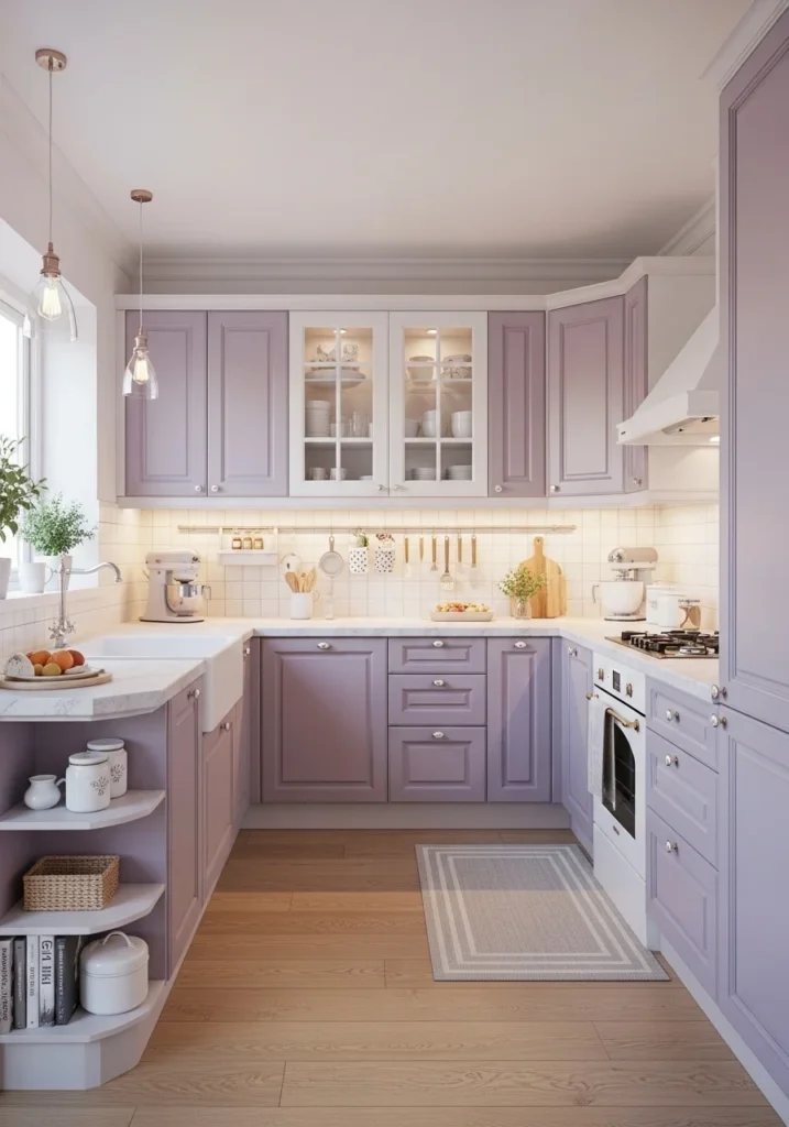 Lavender kitchen cabinets for a soft unique look