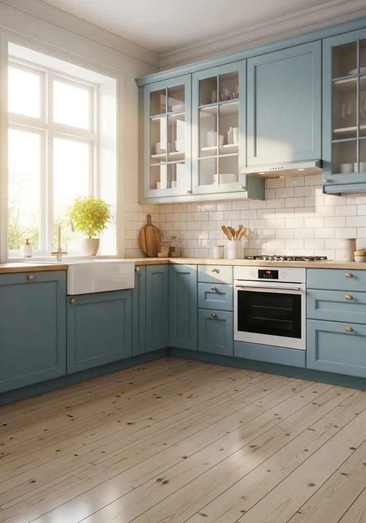 Pastel blue kitchen cabinets for a fresh and airy feel