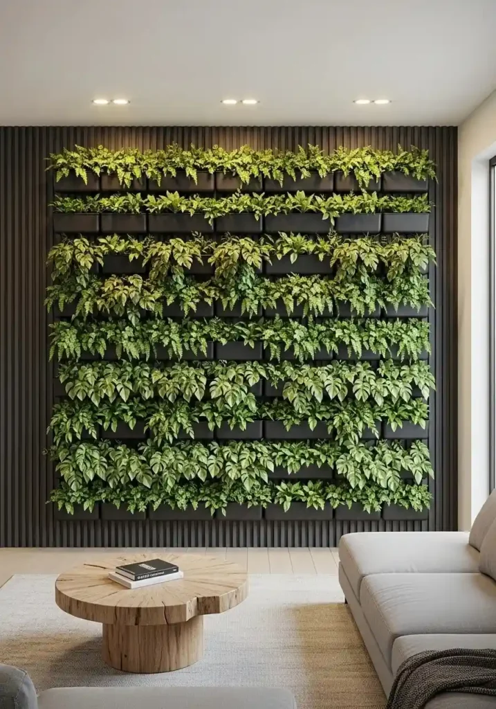 vertical hanging garden wall indoor plant decor idea
