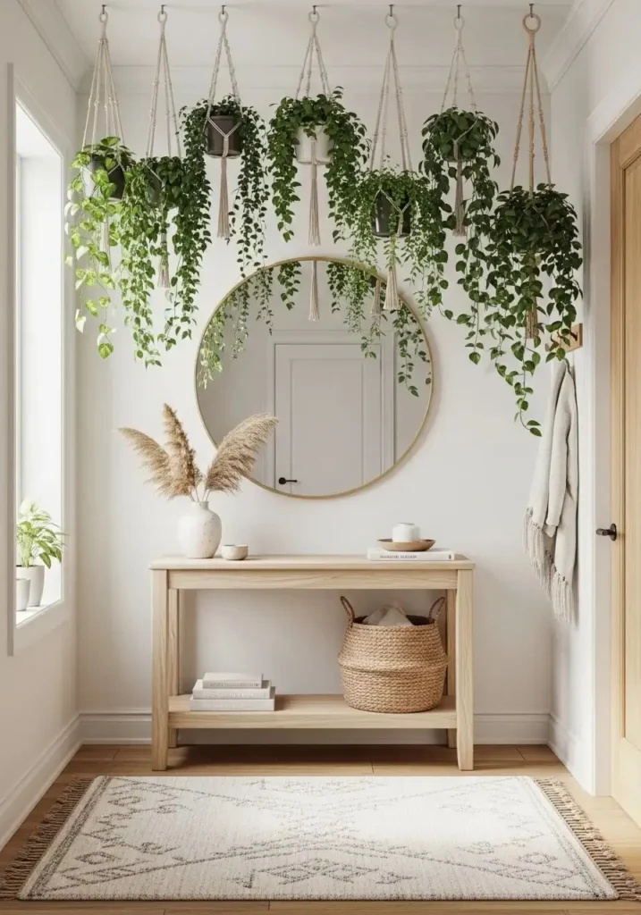 entryway hanging plants indoor welcoming home decor