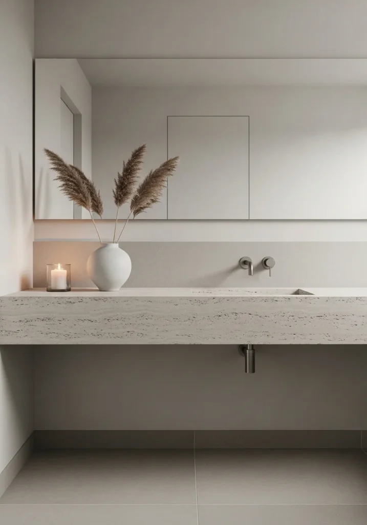 Minimal bathroom decor with simple styling creating a calm and elegant atmosphere