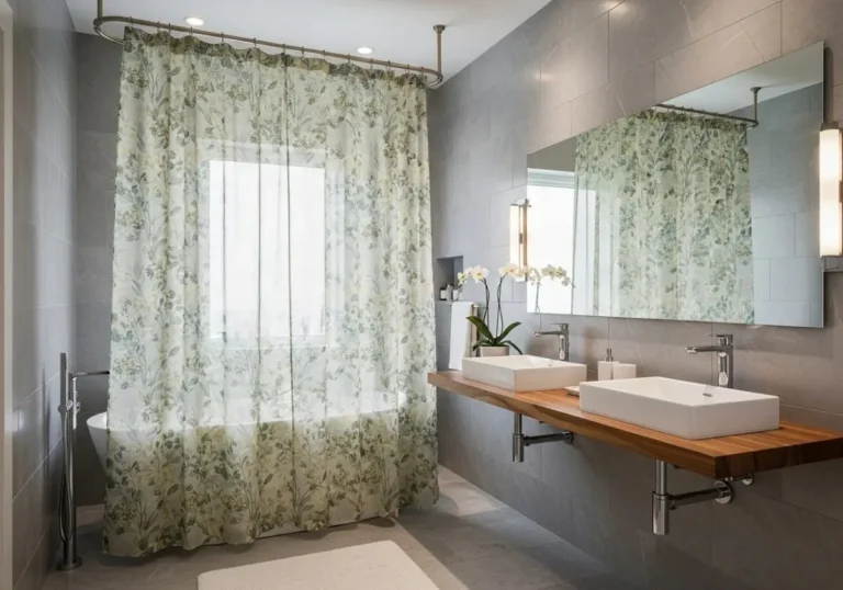 bathroom with Beautiful bathroom curtain look