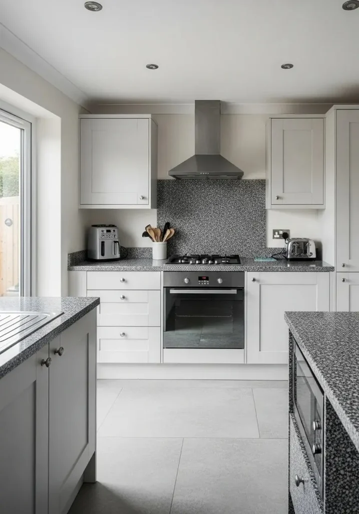 black and white speckled countertops practical kitchen design
