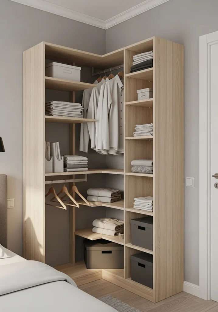 corner open closet maximizing small space storage
