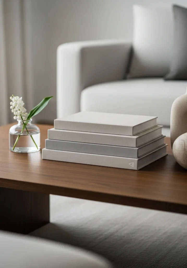 Stacked books with decor object used as simple table centerpiece