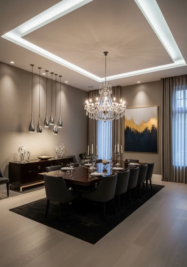 bold light fixture dining room decor ideas modern chandelier