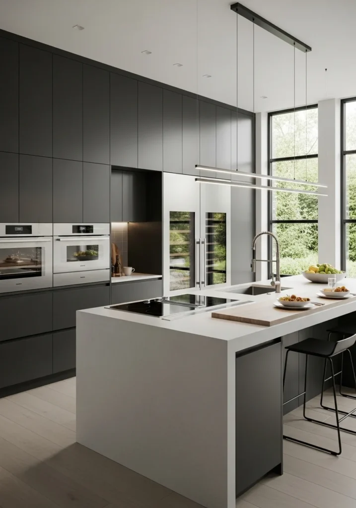 Charcoal gray kitchen cabinets for a modern and sleek look