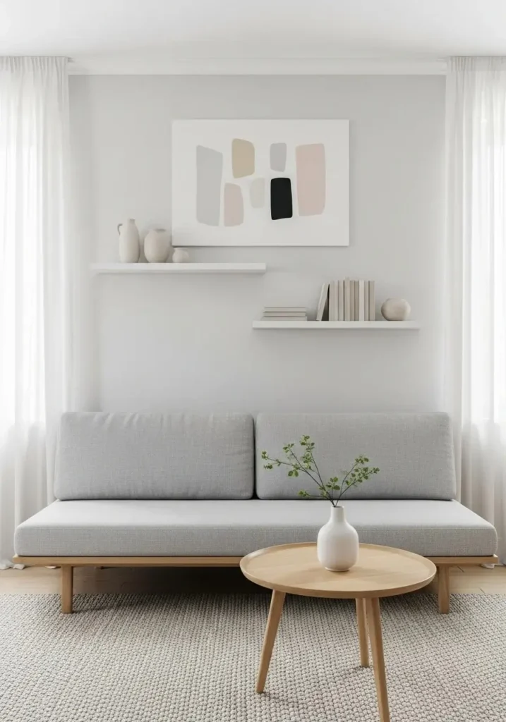 Minimal Japandi decor with clean and uncluttered space