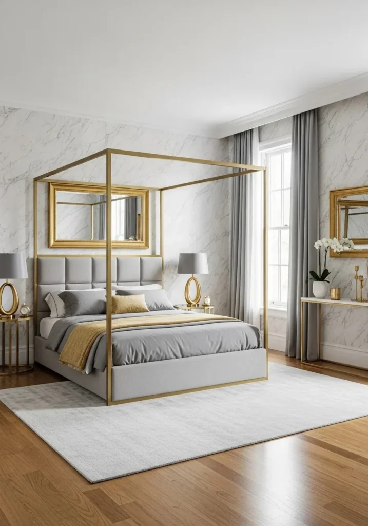 Marble wallpaper bedroom ideas for a luxurious and elegant look