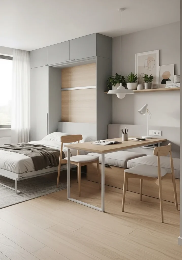 Compact Murphy bed solution for small studio apartment living