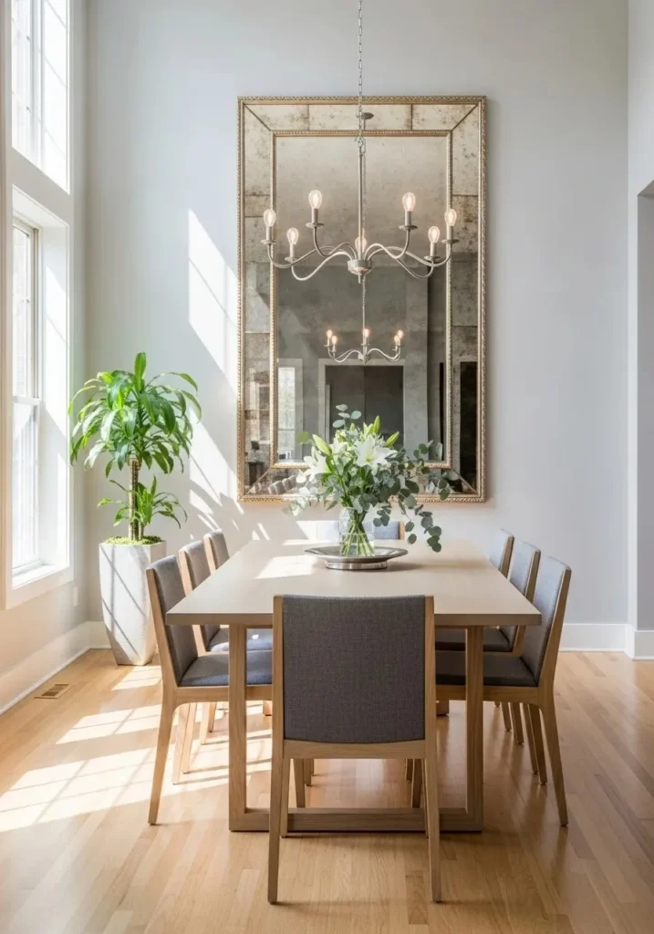 mirror dining room decor ideas to make space look bigger