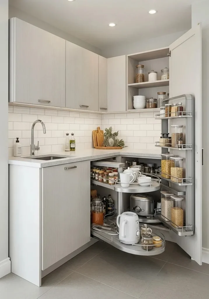 corner storage small kitchen ideas