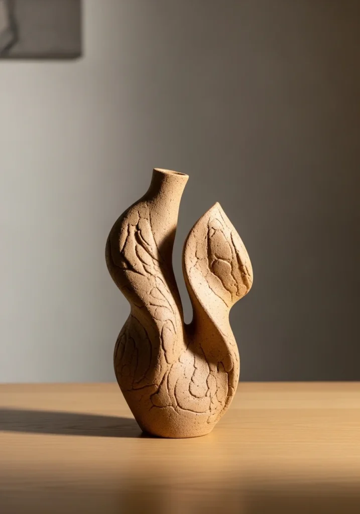 Sculptural vase centerpiece as single statement decor piece