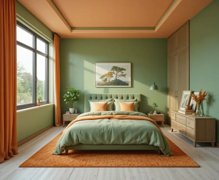 Full view of Green and Orange Bedroom look