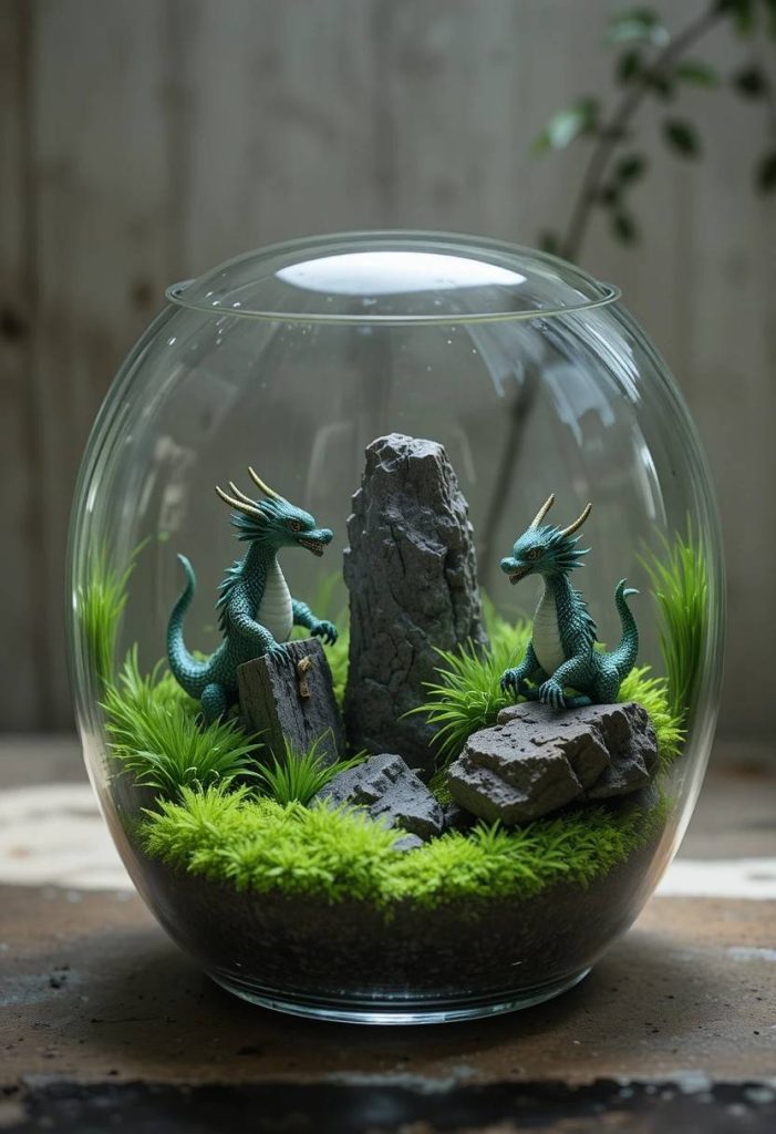 Small Iwagumi style nano aquarium with arranged stones and a carpet of dwarf hairgrass
