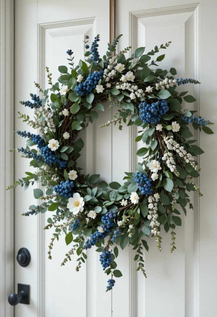 Faux Berry and Eucalyptus Patriotic Wreath