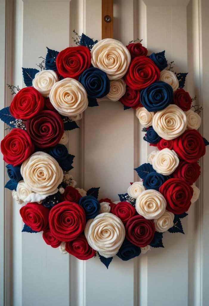 Felt Flower Patriotic Wreath