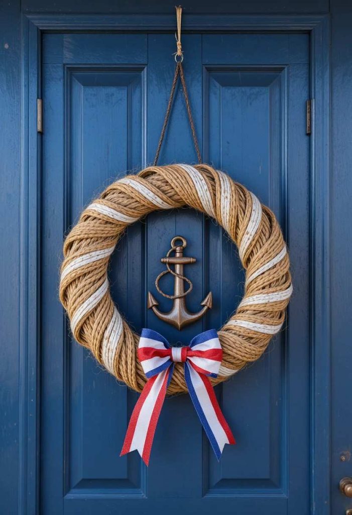 Nautical Rope and Anchor Patriotic Wreath
