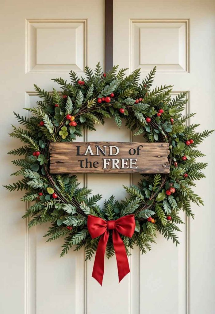 “Land of the Free” Lettered Wreath