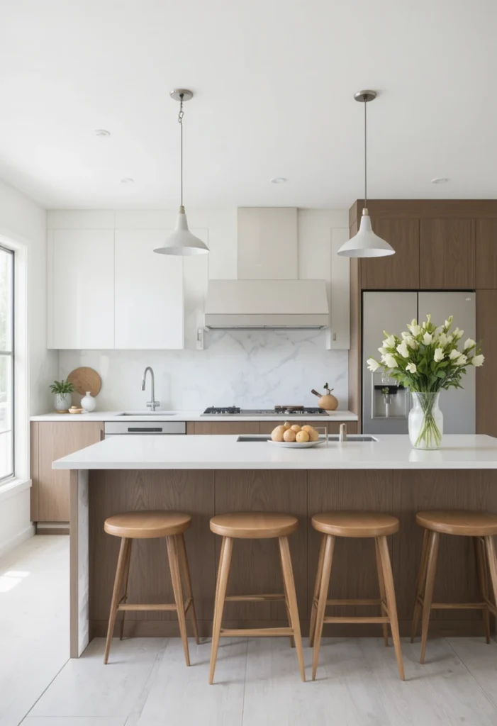 Backless bar stools kitchen island for clean and open modern kitchen look