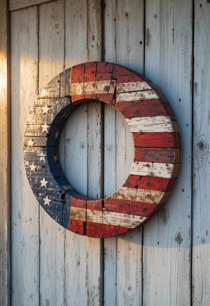 Rustic Wood Pallet American Flag Wreath