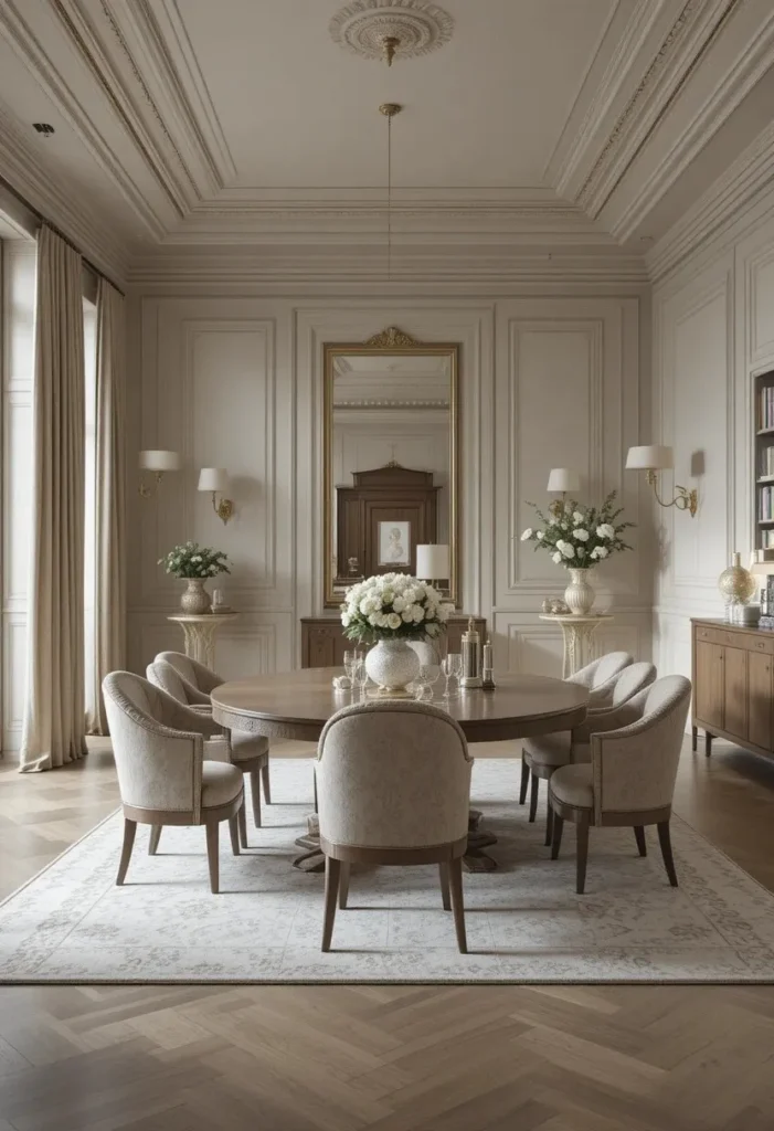 Oval dining table adding soft elegance and flow to the dining room